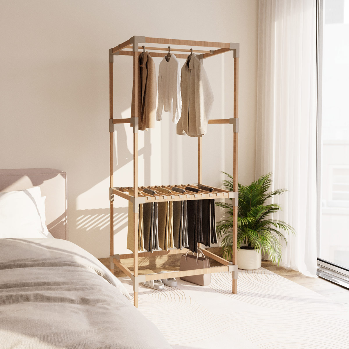 Guarda-Roupa Closet Aberto de Solteiro em Madeira Montável - Imagem 2