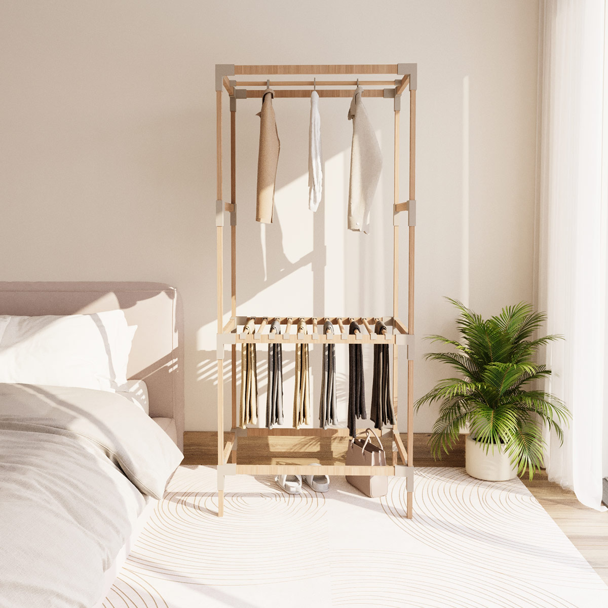 Guarda-Roupa Closet Aberto de Solteiro em Madeira Montável