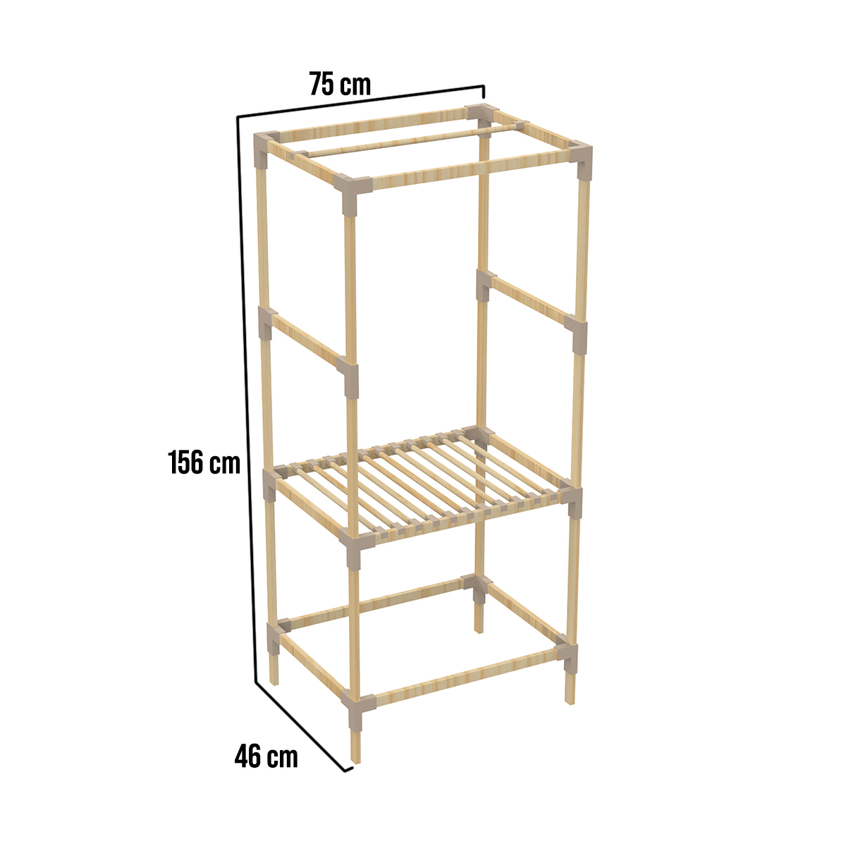Guarda-Roupa Closet Aberto de Solteiro em Madeira Montável - Imagem 5