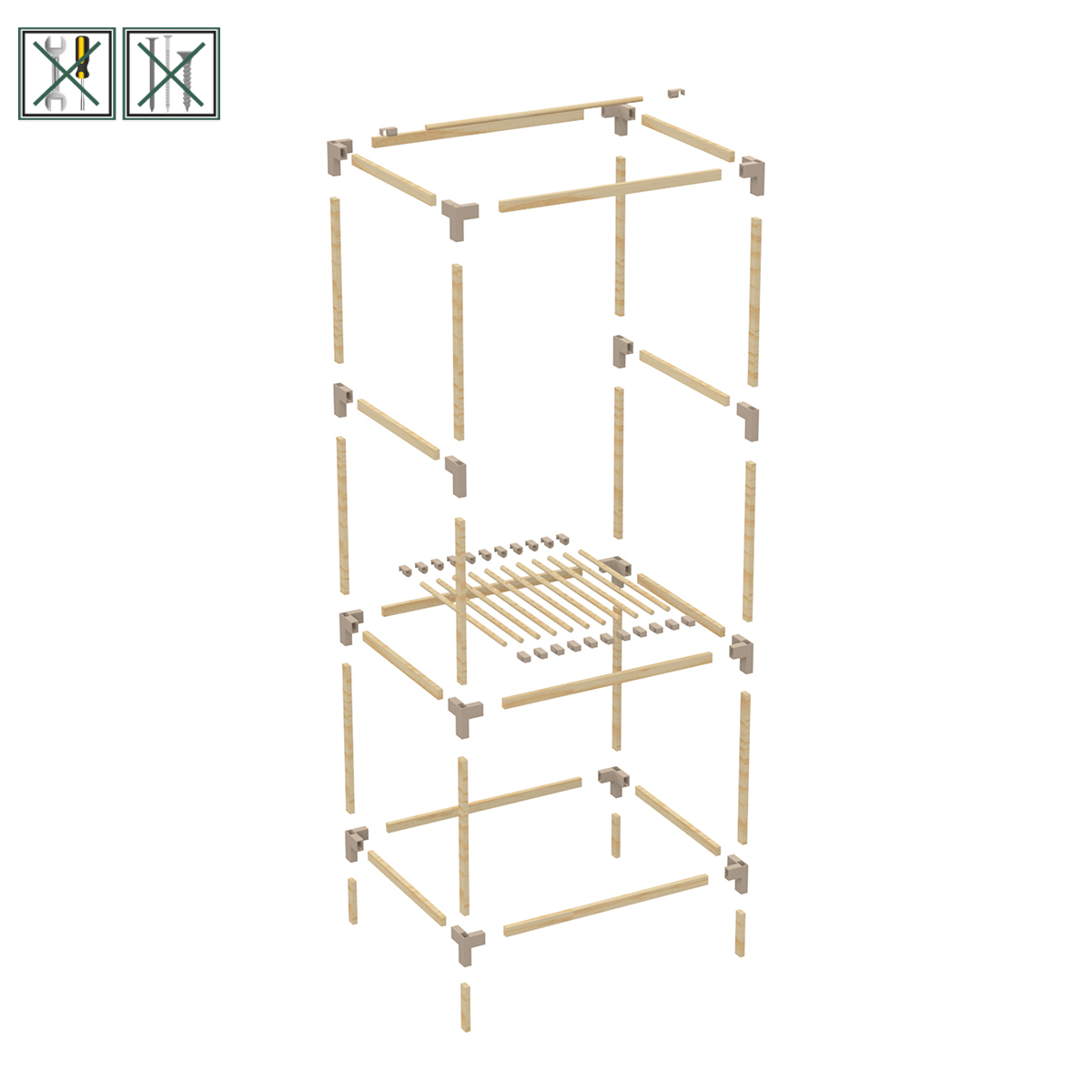 Guarda-Roupa Closet Aberto de Solteiro em Madeira Montável - Imagem 6